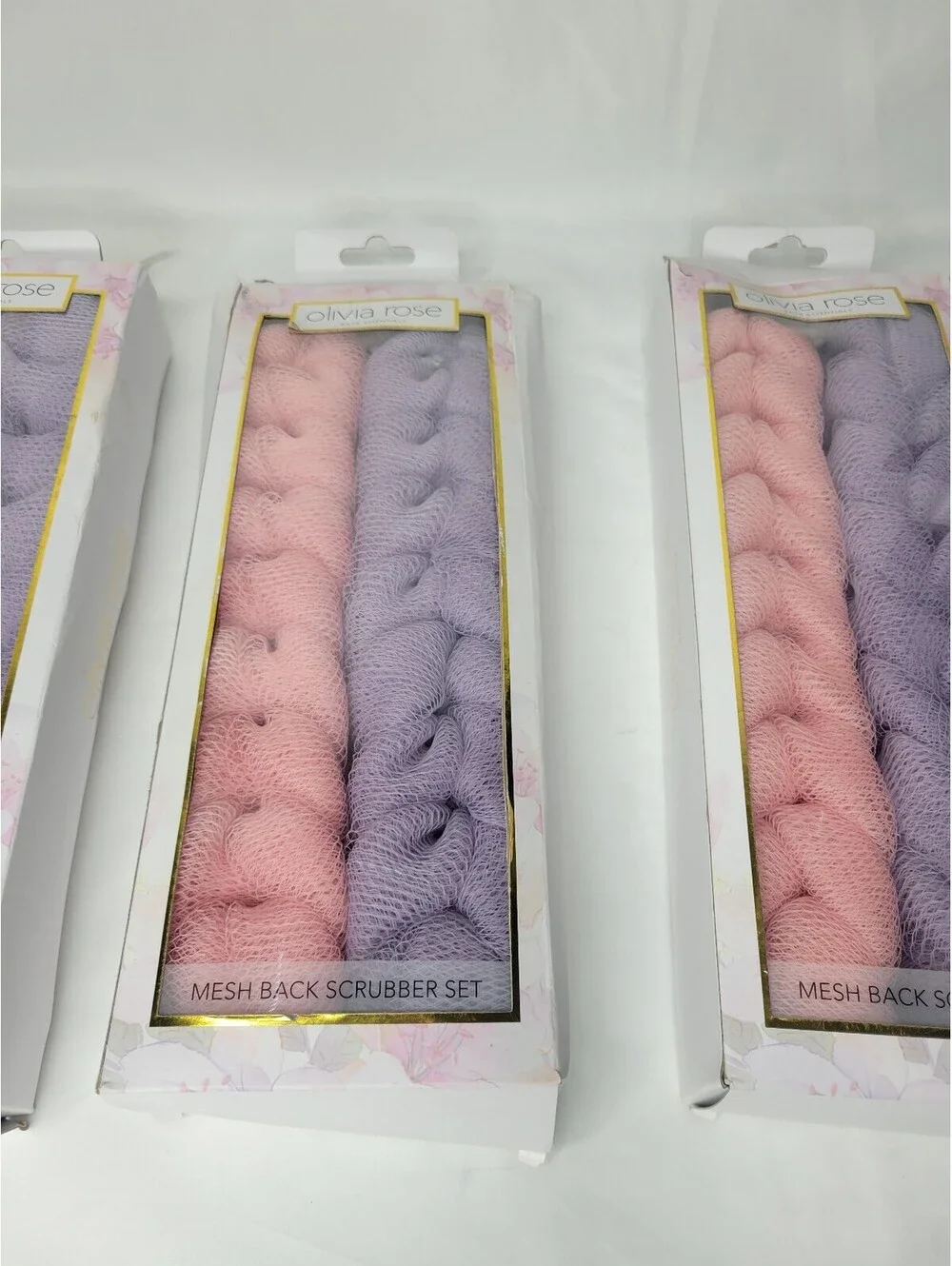 6pc Olivia Rose Mesh Body Scrub Bath Shower Back Scrubber *Distressed Packaging*